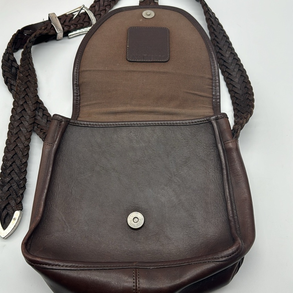 Brighton Vintage Brown Leather Crossbody Bag with Braided Strap BRN5944C - Picture 7 of 13